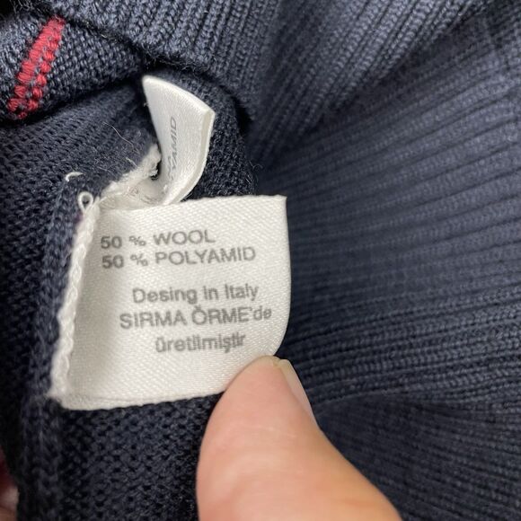 Cag Triko Men’s Wool Mock Neck Sweater Navy Red Striped Business Preppy-M - Picture 9 of 11